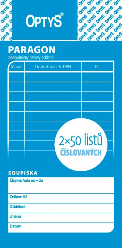 paragon číslovaný, 2x50lst / 1092