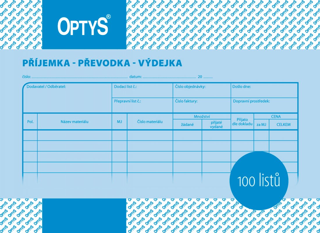 příjem - převod - výdej, 100lst / 1042