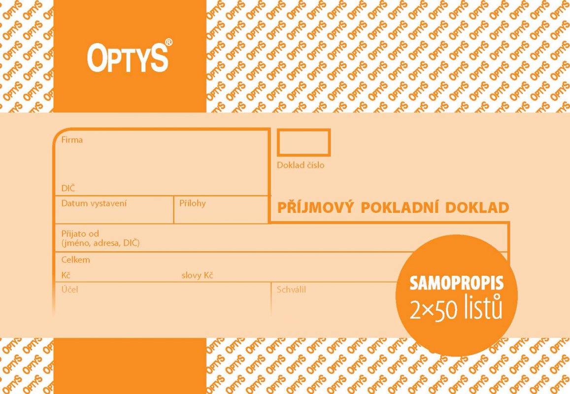 příjmový pokladní doklad, A6, NCR / 1091