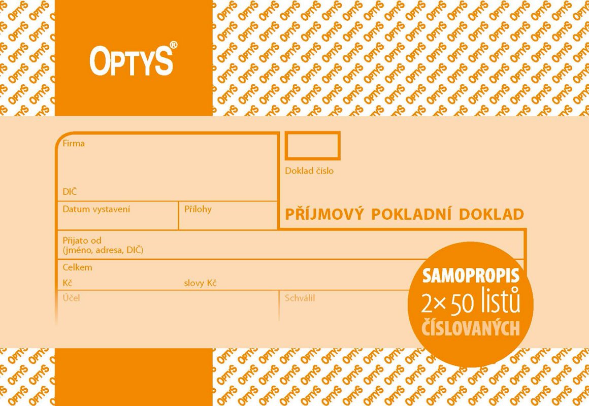 příjmový pokladní doklad A6, NCR / 1081