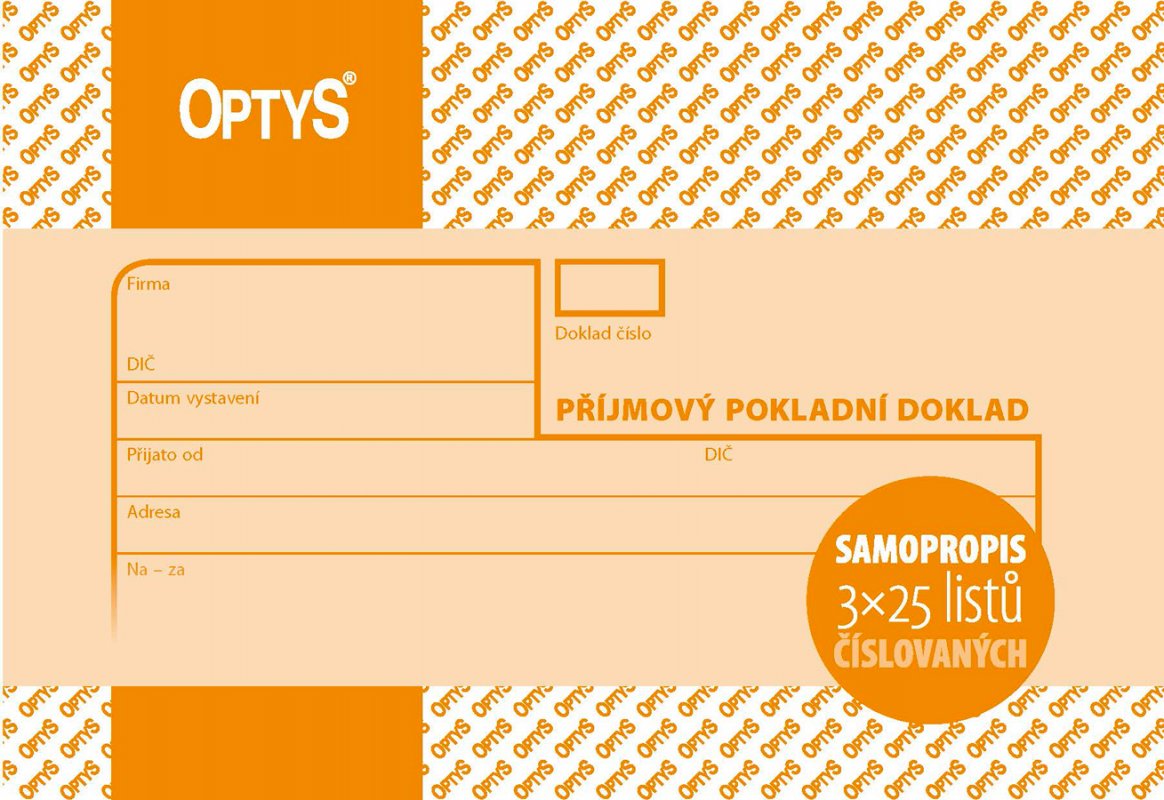 příjmový pokladní doklad A6, NCR / 1082