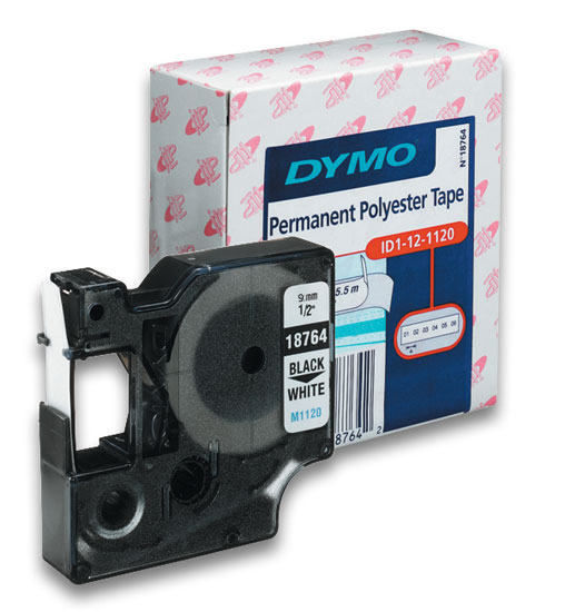 kazeta D1:DYMO polyester perm 9mm/5,5m Č-B