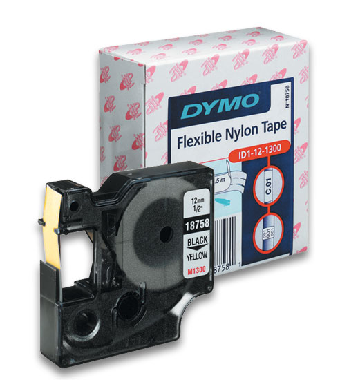 kazeta D1:DYMO nylonová flex.12mm/3,5m Č-Žl