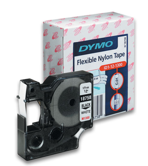 kazeta D1:DYMO nylonová flex. 19mm/3,5m Č-B