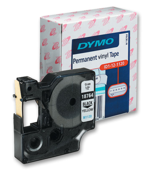 kazeta D1:DYMO vinylová 19mm/5,5m Č-Žl