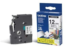 kazeta BROTHER TZe-231 12mm/8m černá na bílé